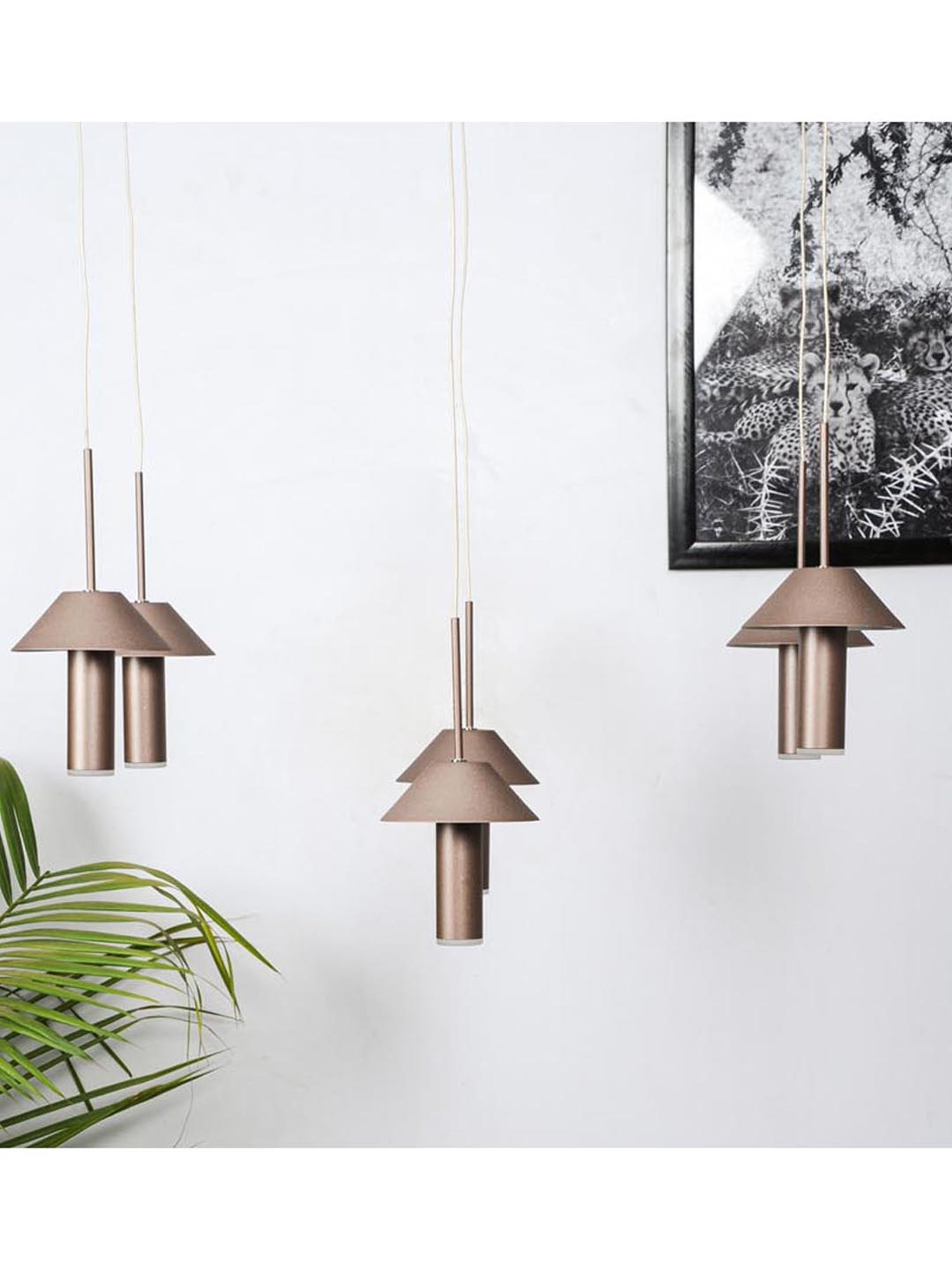 Kapoor E Illuminations Dorcia Brown Metal Hat Drop LED Hanging Light - Set of 1