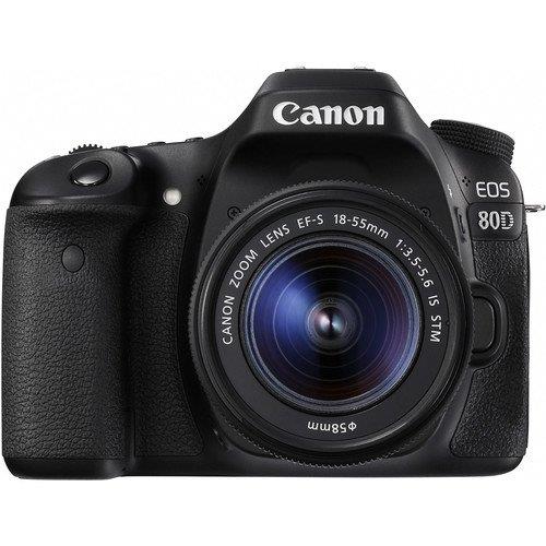 Canon EOS 80D DSLR Camera with 18-55mm Lens (Intl Model) (1263C005) W/ Bag, Extra Battery, LED Light, Mic, Filters and More - Advanced Bundle