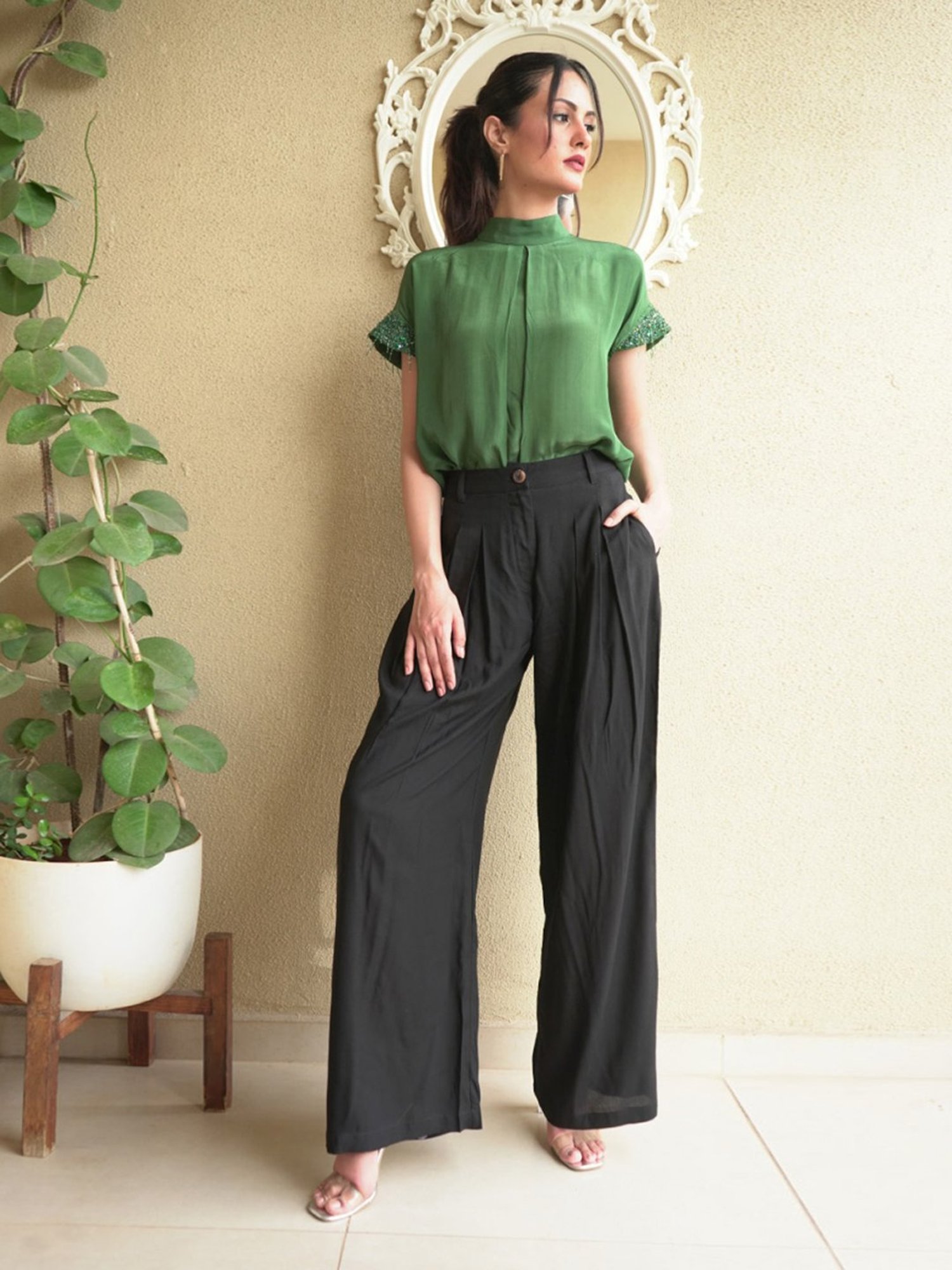 Seesa Black Capsule Marilyn Wide-Legged Trousers