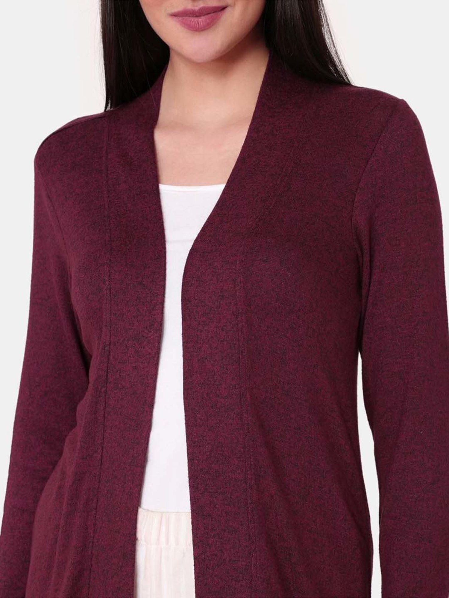 Akkriti by Pantaloons Off-White Self Pattern Shrug