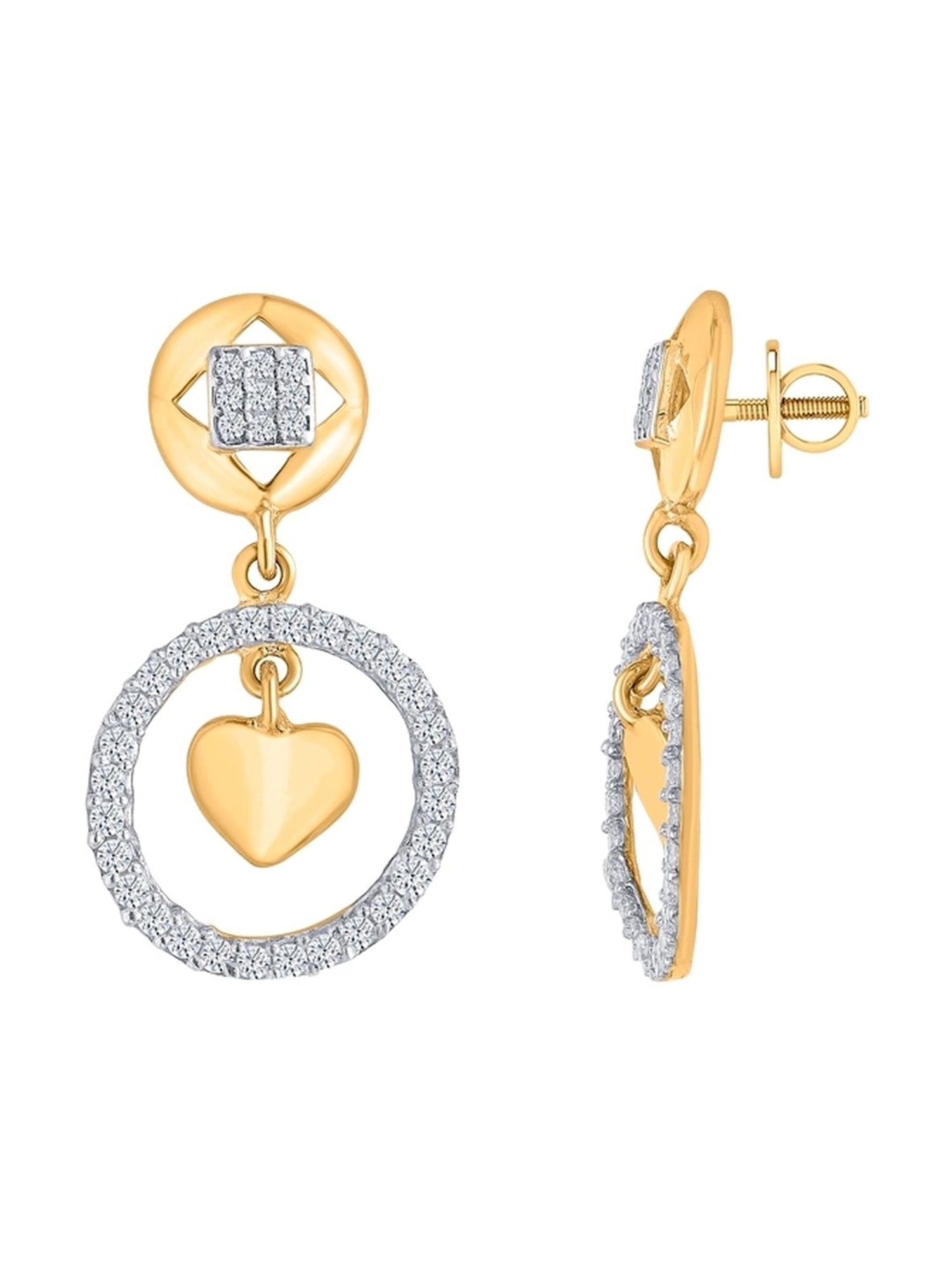 P.N.Gadgil Jewellers 22 Karat (916) BSI Hallmarked Yellow Gold Crystal Mist DanglerEarring For Woman