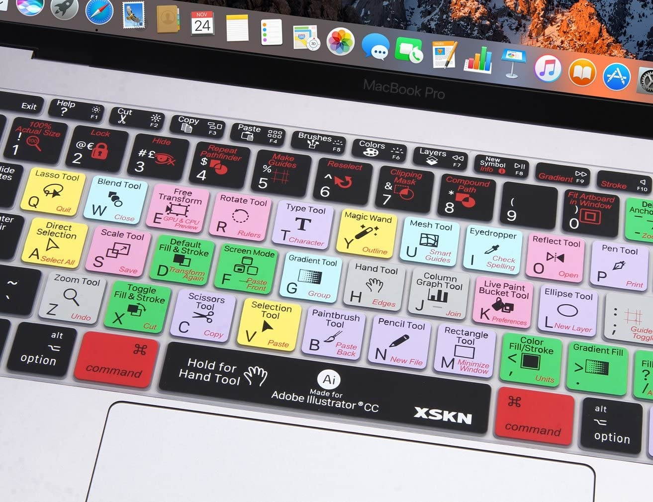 XSKN 2016 Shortcut Design Series Keyboard Skin Cover for New MacBook 12 (2015 Model A1534) and New MacBook Pro 13 (2016 Newest Version Model A1708, No Touch Bar), US&EU Version (Illustrator)