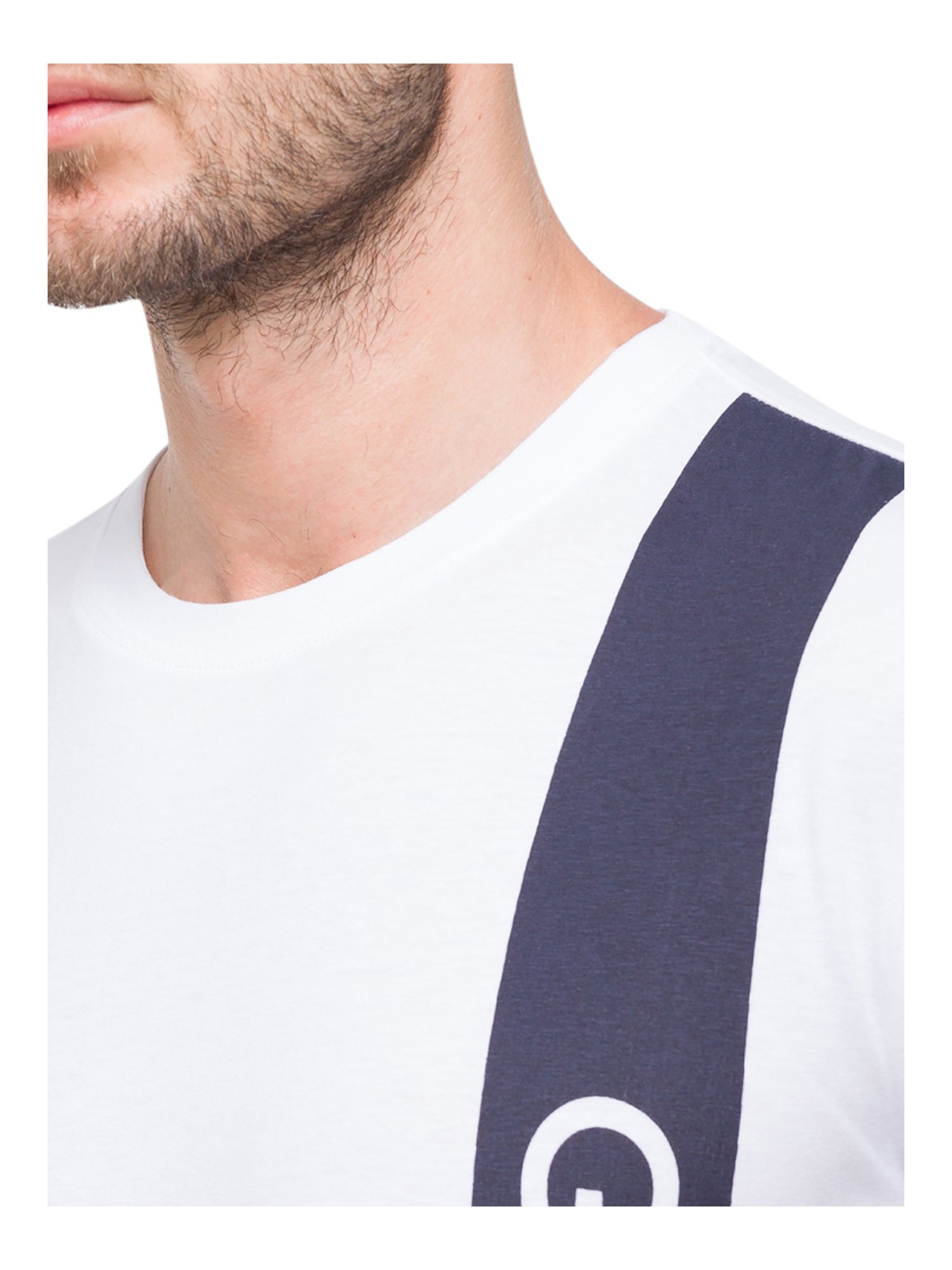 Giordano White Cotton Slim Fit Logo Printed T-Shirt