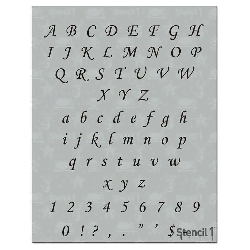 Stencil1 Corsiva Font .5" - Letter Stencil 8.5" x 11"
