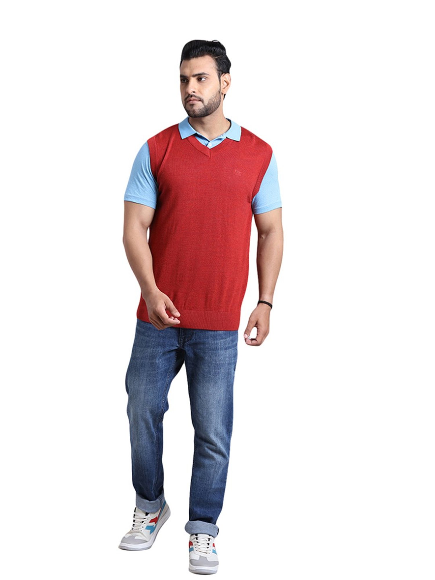 ColorPlus Red Regular Fit Sweater