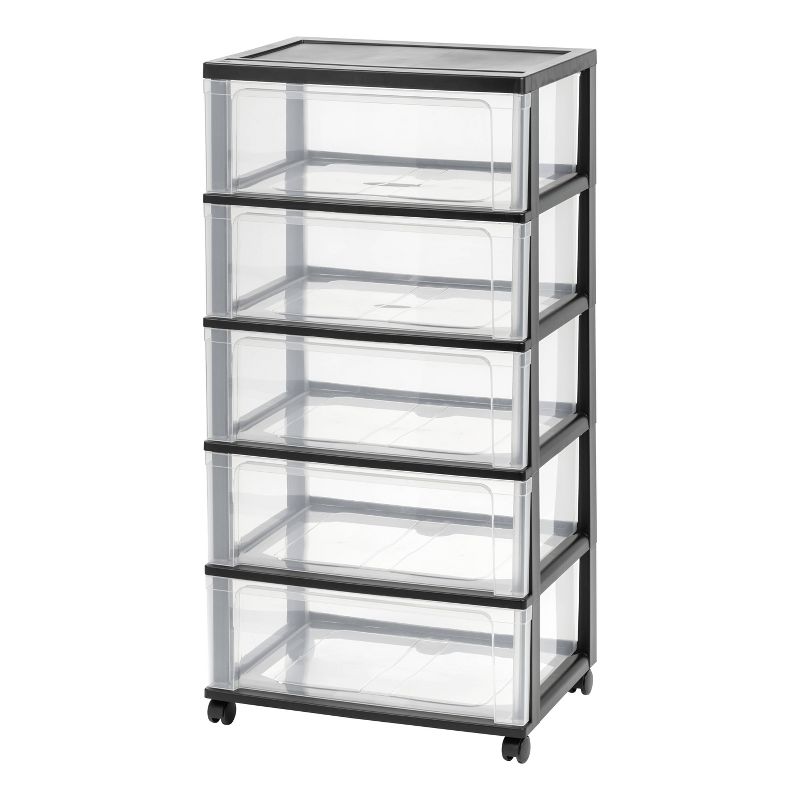 Homz 4-Drawer Medium Rolling Storage Cart - Black with Smoke Drawers