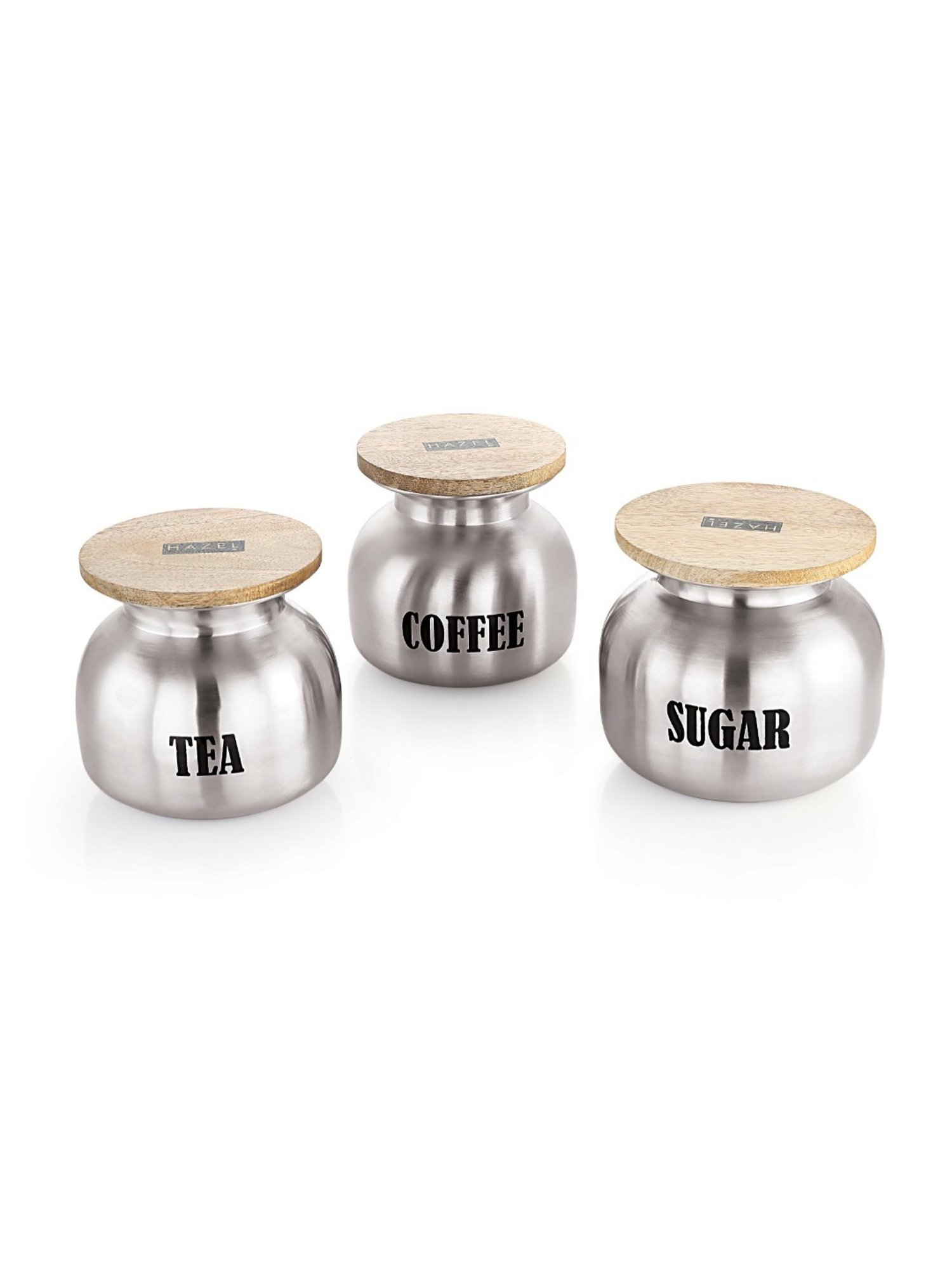 HAZEL Silver Stainless Steel Tea coffee sugar containers - Set of 3