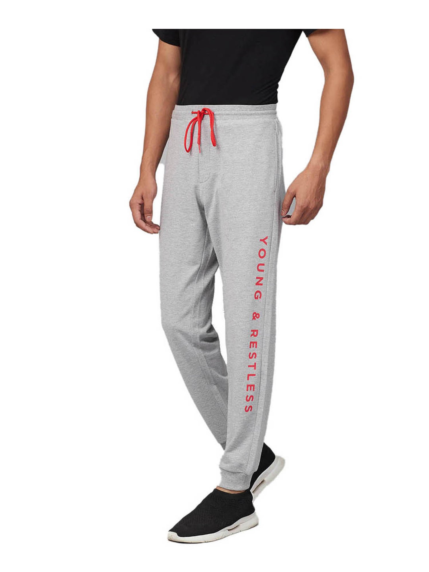 UnderJeans by Spykar Grey Melange Slub Joggers