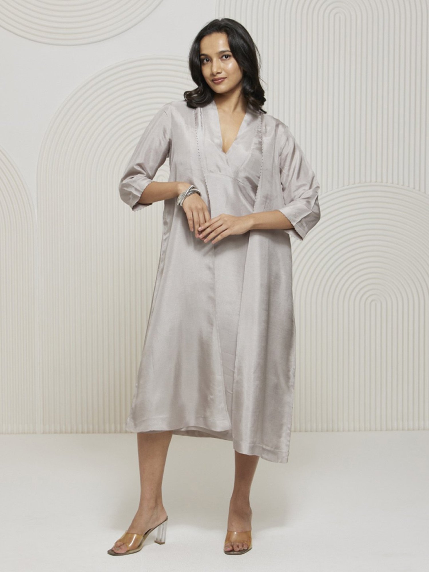 Artagai Pumice Stone Elevated Basics Paneled Dress with Shurg