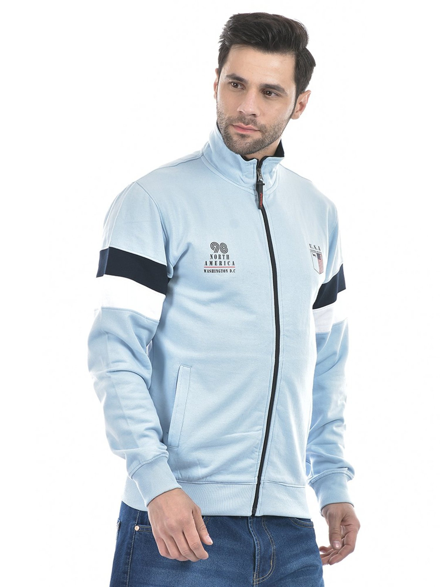 Lawman Pg3 Light Blue Regular Fit Printed Sweatshirt