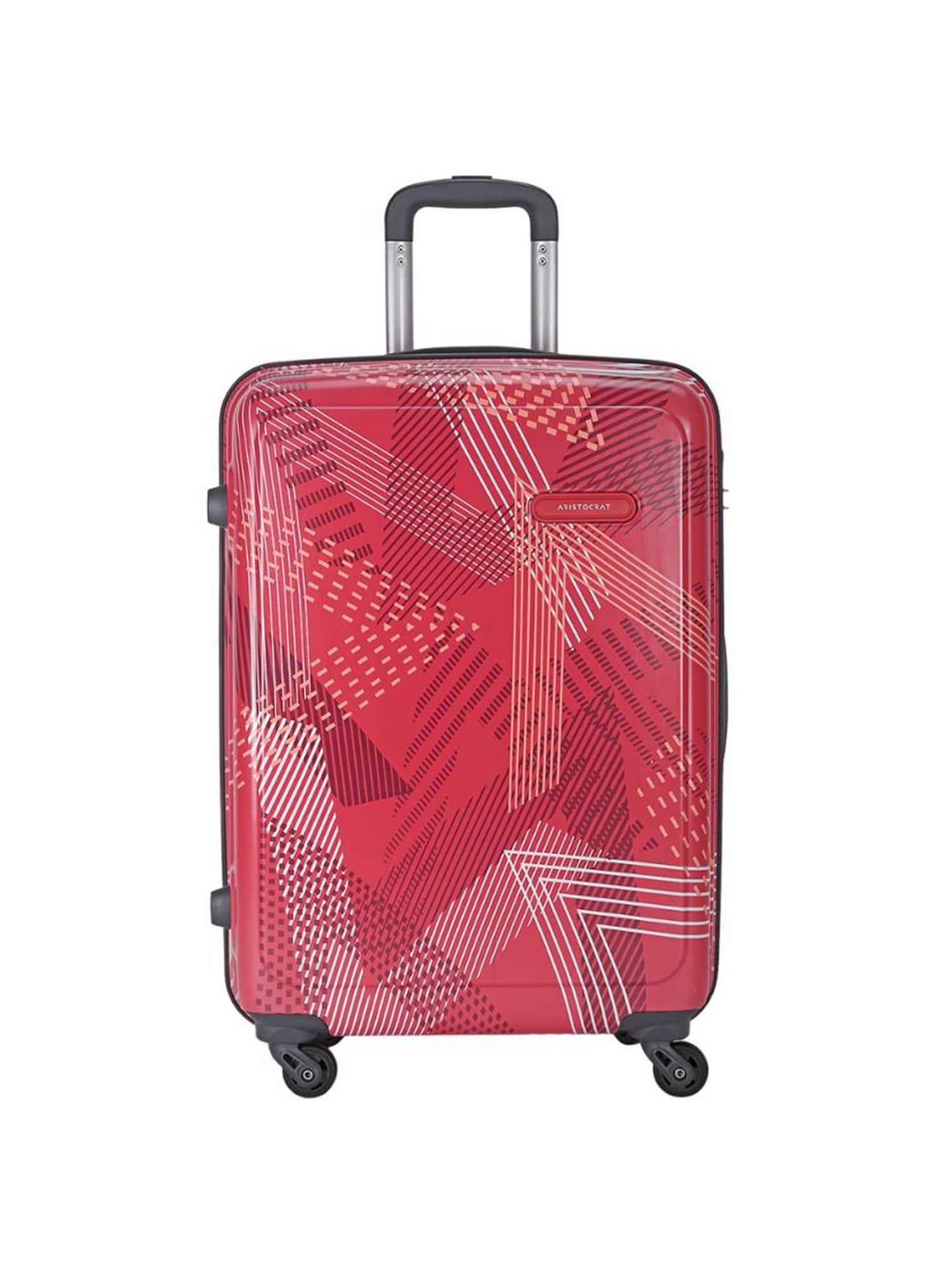 Aristocrat Dual Edge Red Printed Hard Medium Trolley Bag - 28 cm