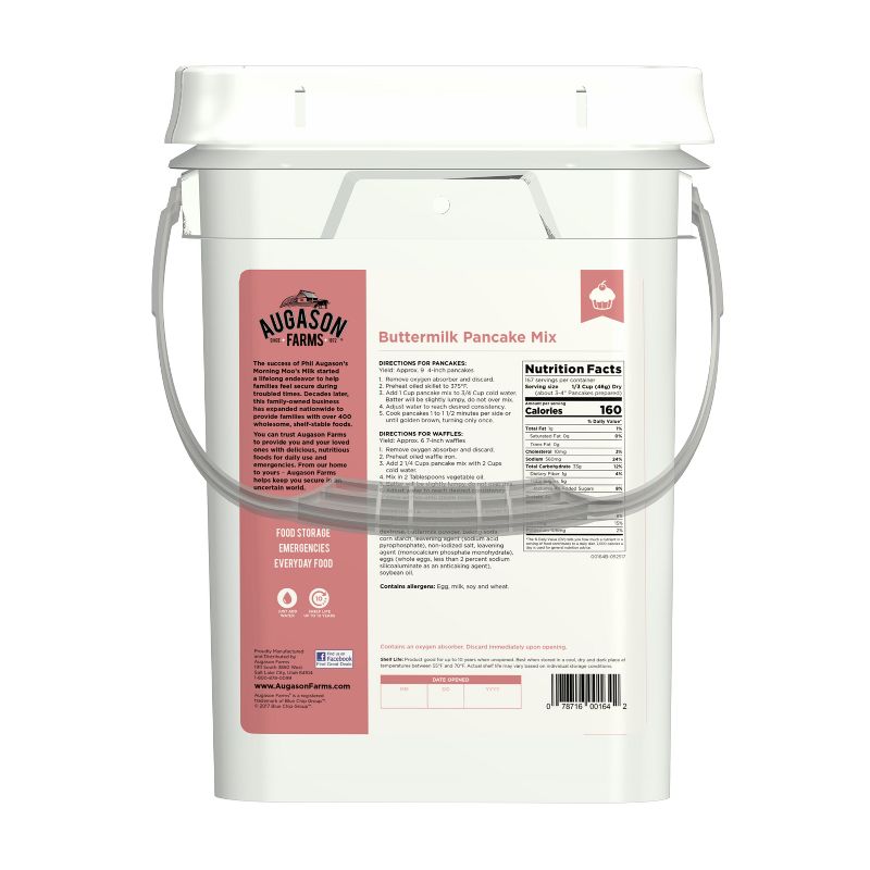 Augason Farms Buttermilk Pancake Mix Emergency Bulk Food Storage 4 Gallon Pail 167 Servings