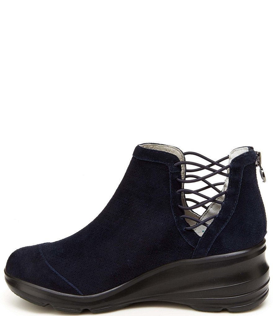 Jambu Naomi Lace-Up Side Detail Suede Wedge Booties