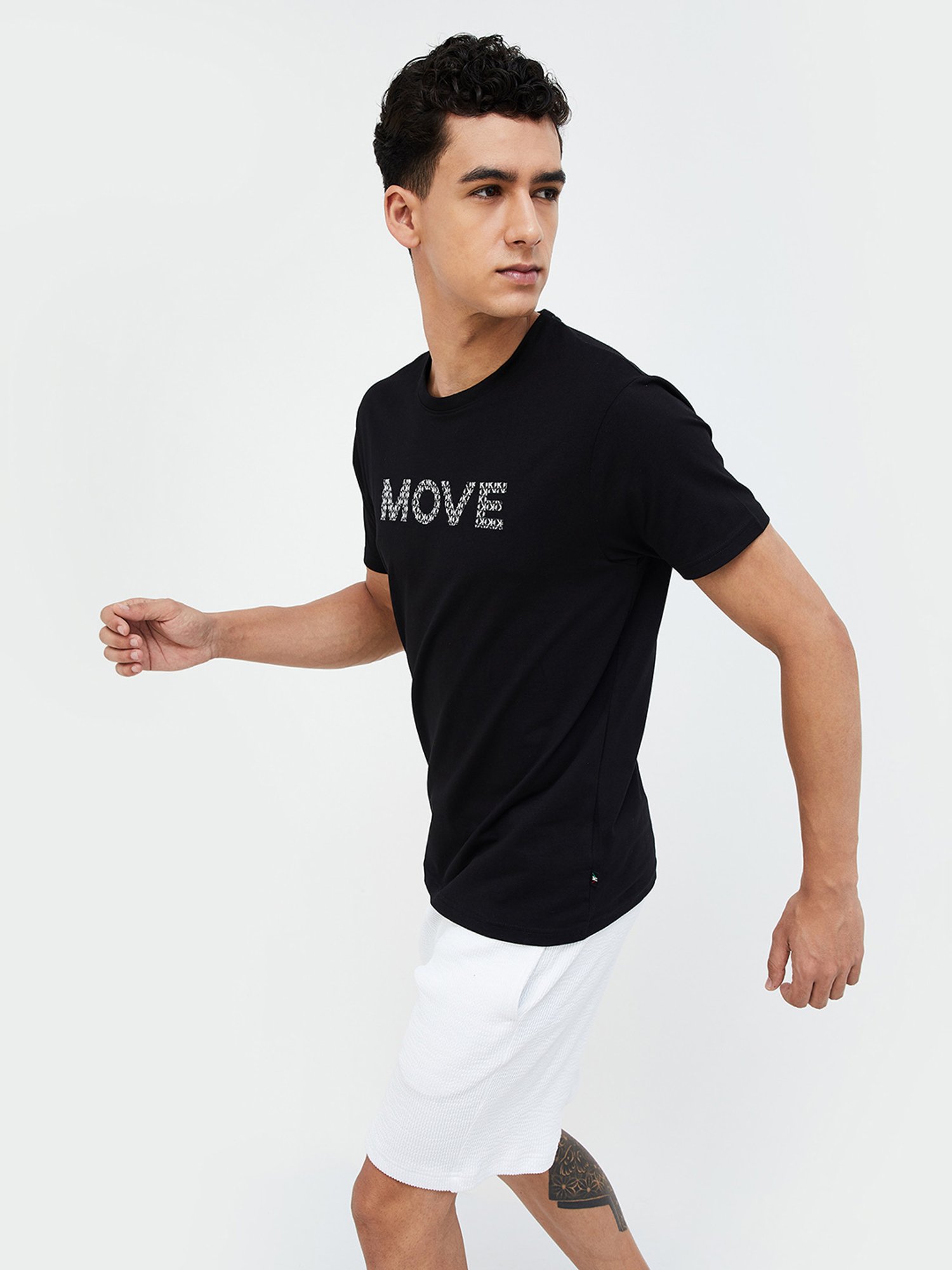 KAPPA Black Regular Fit Printed Sports T-Shirt