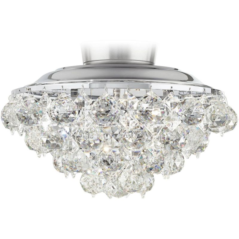 52" Casa Vieja Ceiling Fan with Light LED Dimmable Remote Brushed Nickel Silver Blades Crystal Ball Diamond Beads Living Room