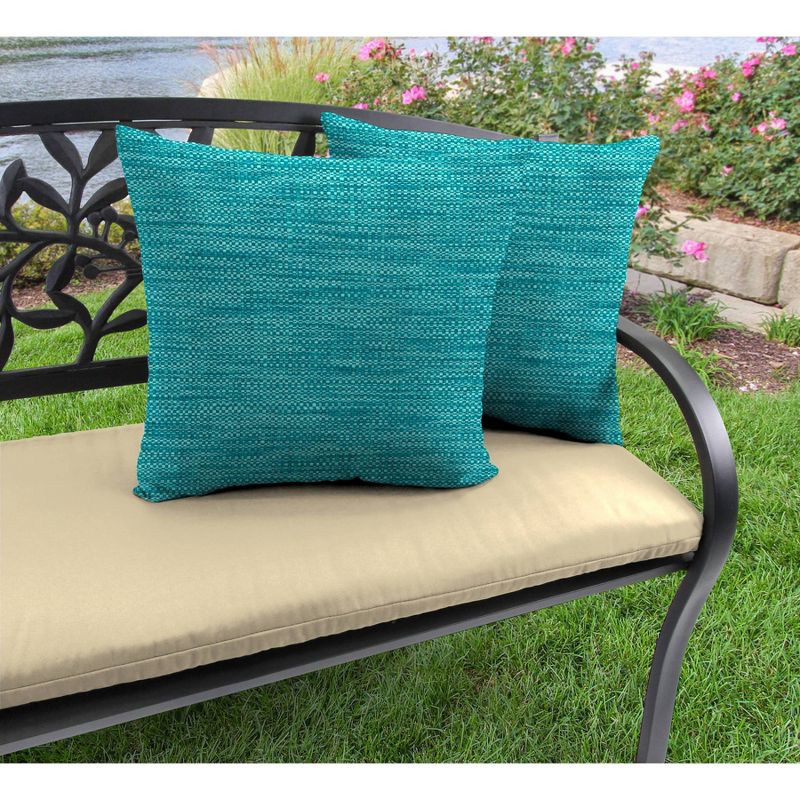 Outdoor Throw Pillow Set Jordan Manufacturing Lagoon Turquoise
