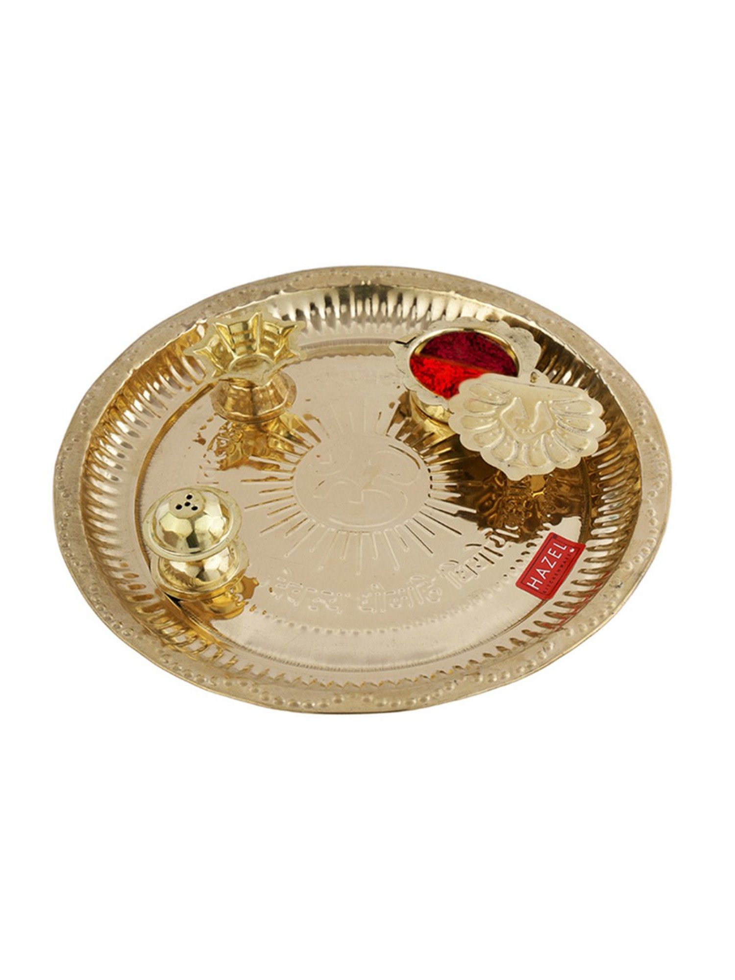 HAZEL Gold Brass Aarti Thali