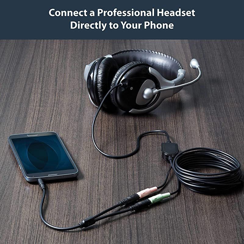 com Headset Adapter Microphone and Headphone Splitter 35mm Male Aux to 35mm Female Audio amp Mic Combo Jack Y Cable for Laptop PC MUYHSMFF Black