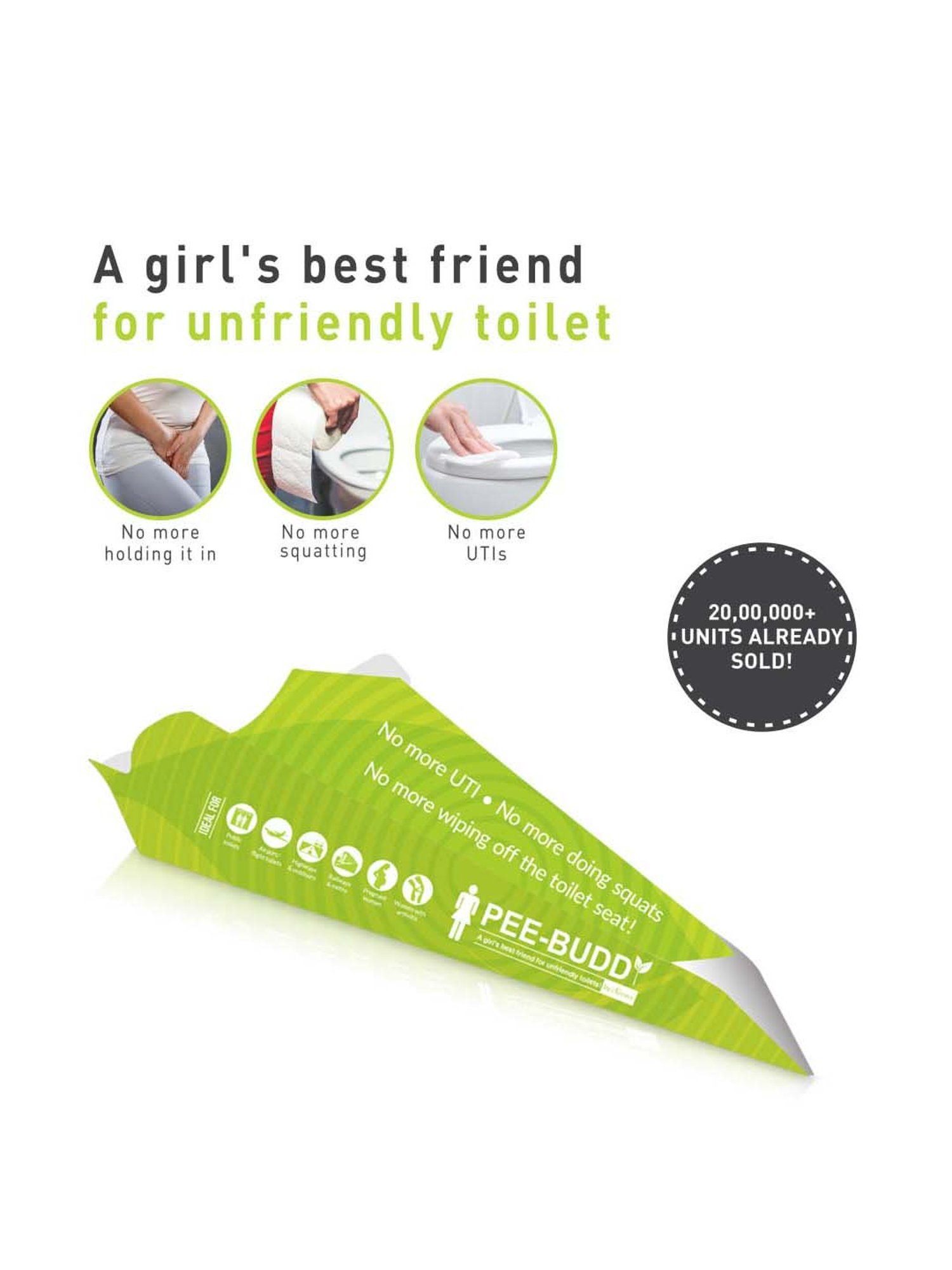 Pee Buddy Stand and Pee Disposable Female Urination Funnel - 20 Pcs
