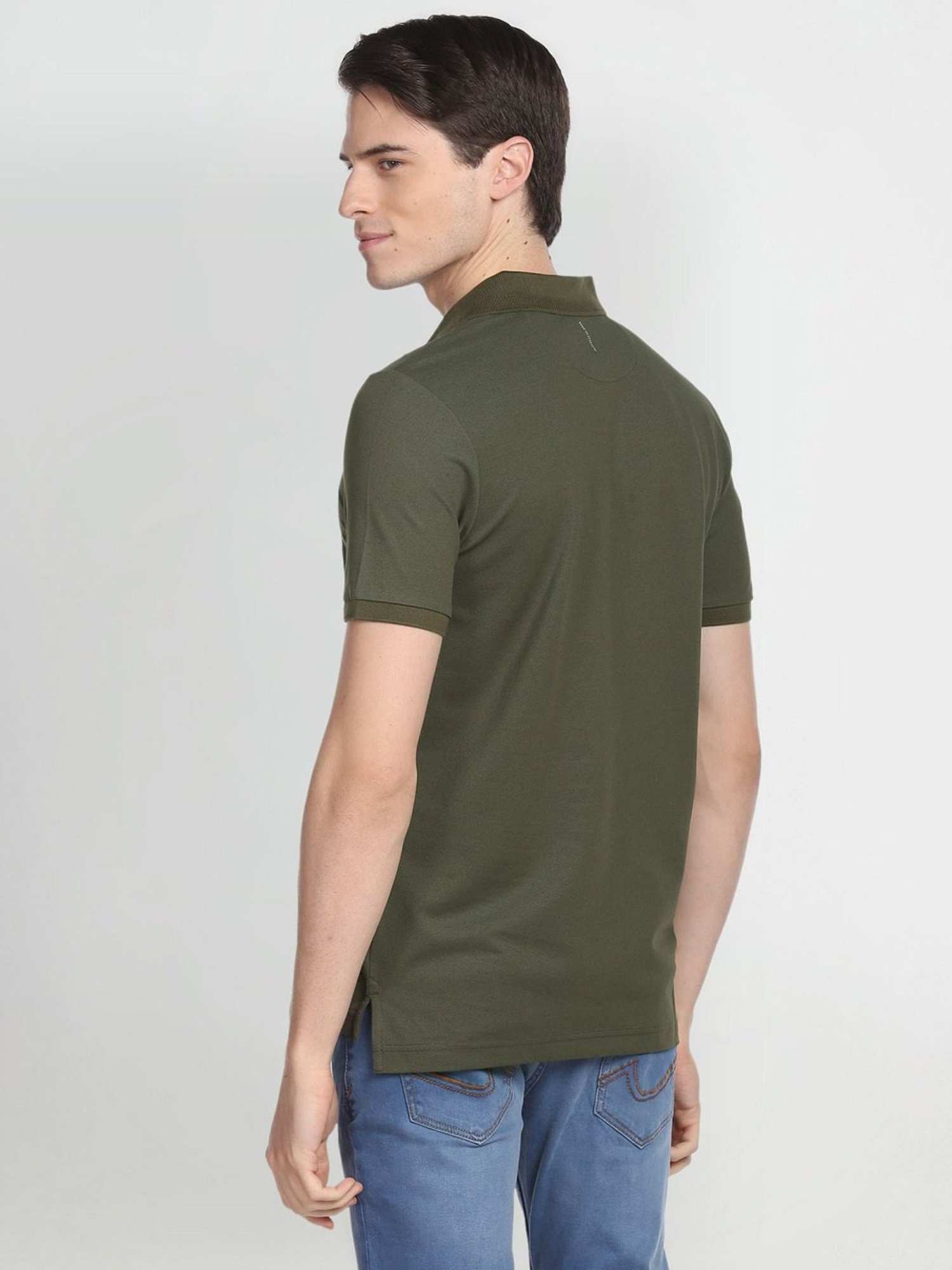 Arrow New York Green Cotton Regular Fit Printed Polo T-Shirt