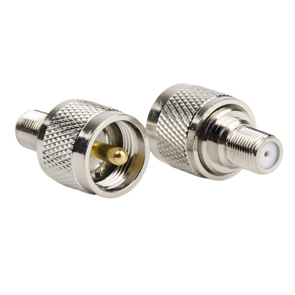 2pcs PL-259 UHF Female to UHF Female Adapter and 2pcs UHF Male to F Female,UHF PL-259 Jack Connector for TV Antenna, RG-6 Cable, Wireless LAN Devices, Wi-Fi Radios External Antenna