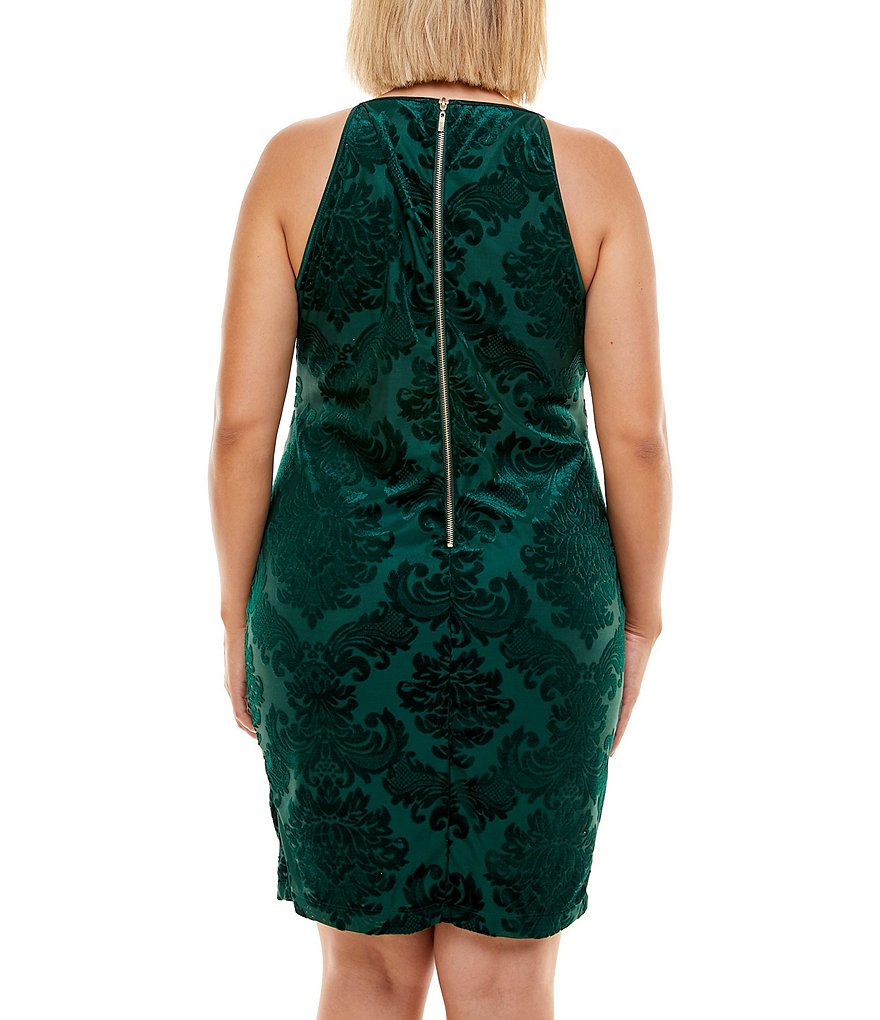 B. Darlin Plus Sleeveless Burnout Stretch Velvet Shift Dress