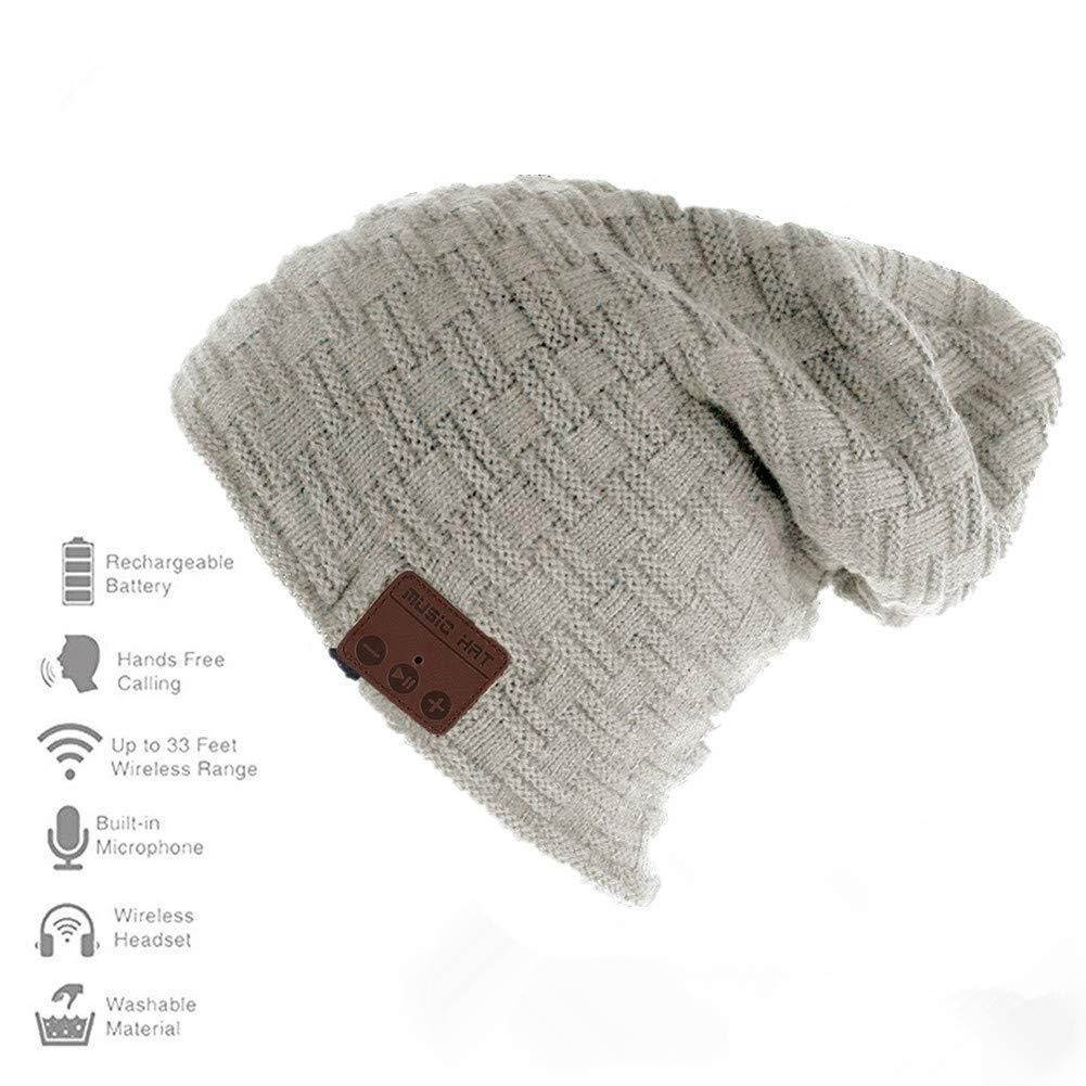 Bluetooth Beanie Hat, BearsFire Winter Outdoor Premium Knit Cap with Wireless Stereo Headphone Headset Earphone Speaker Mic Hands Free for Iphone Samsung Android Cell Phones, Christmas Gifts (gray)