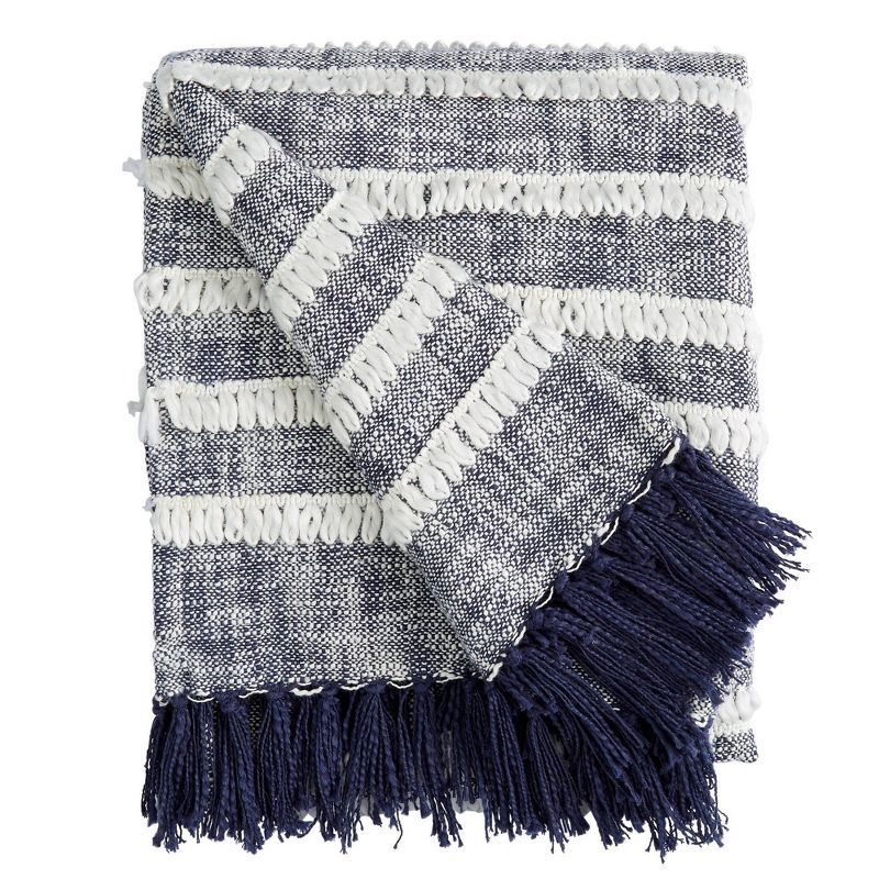 50"x60" Throw Blanket Navy/Natural - Patina Vie
