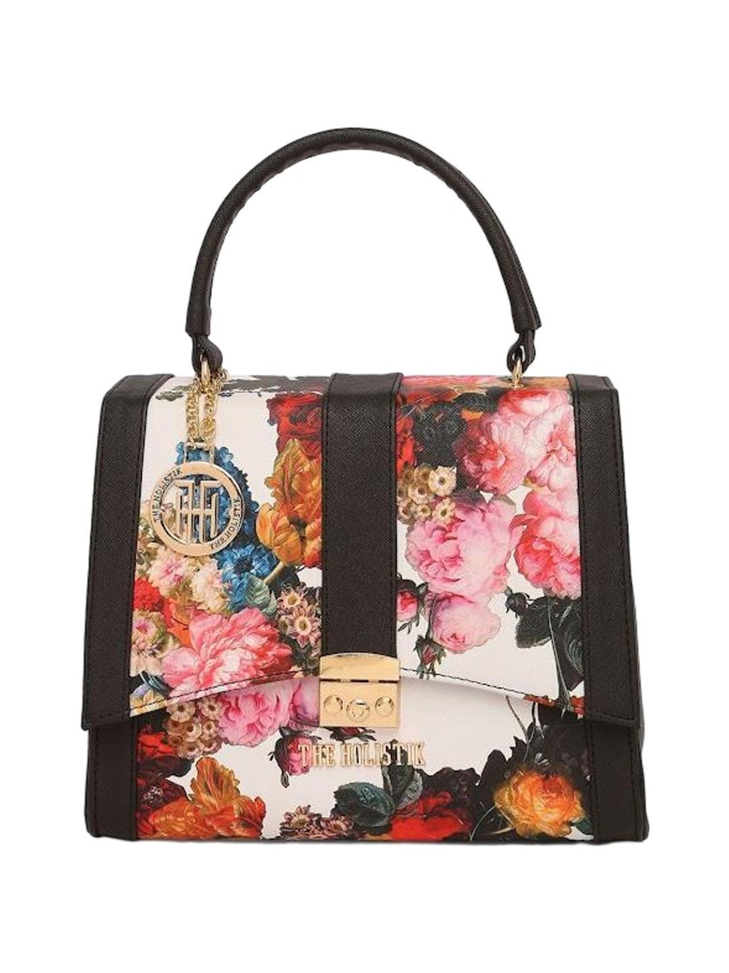 THE HOLISTIK Desirious White Printed Medium Handbag