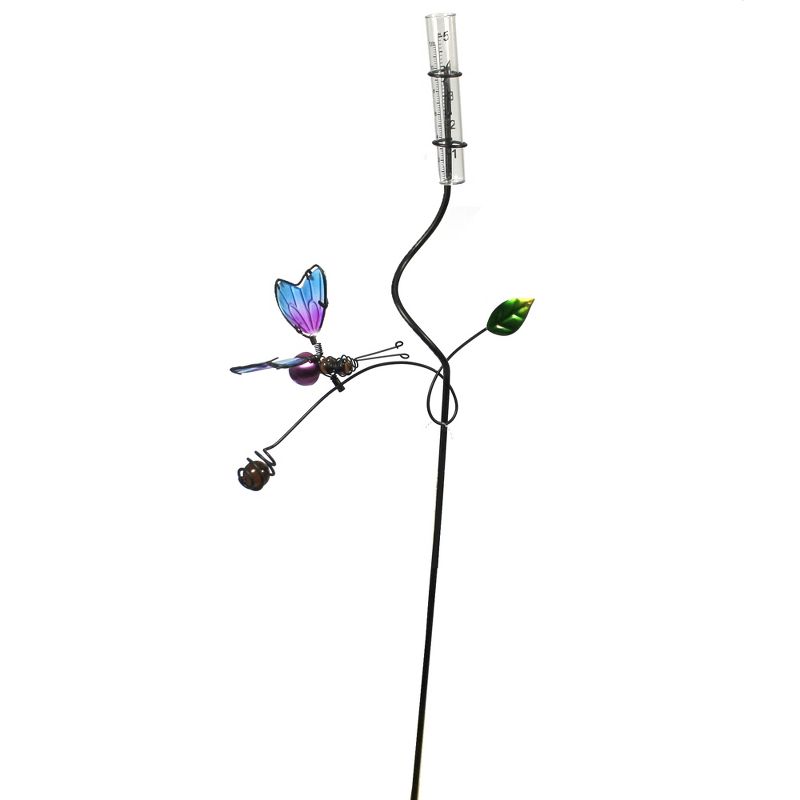 Home & Garden 32.0" Butterfly Rain Gauge. Measure Yard Decor Regal Art & Gift  -  Decorative Garden Stakes