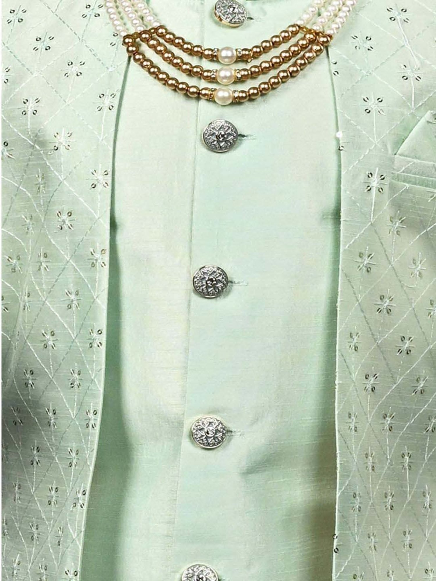 AJ Dezines Kids Black Embellished Full Sleeves Sherwani with Pants