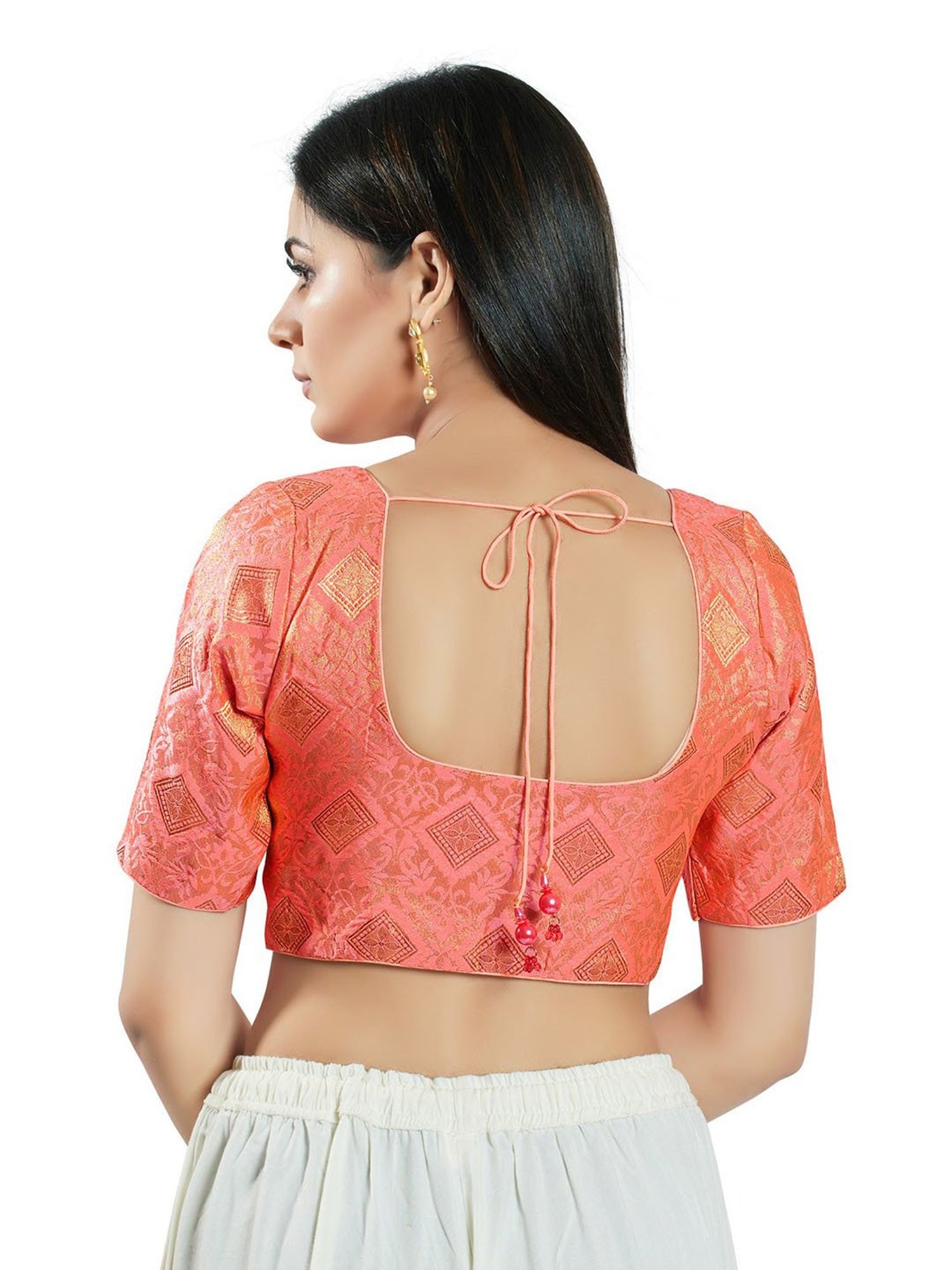 Salwar Studio Baby Pink Woven Brocade Blouse