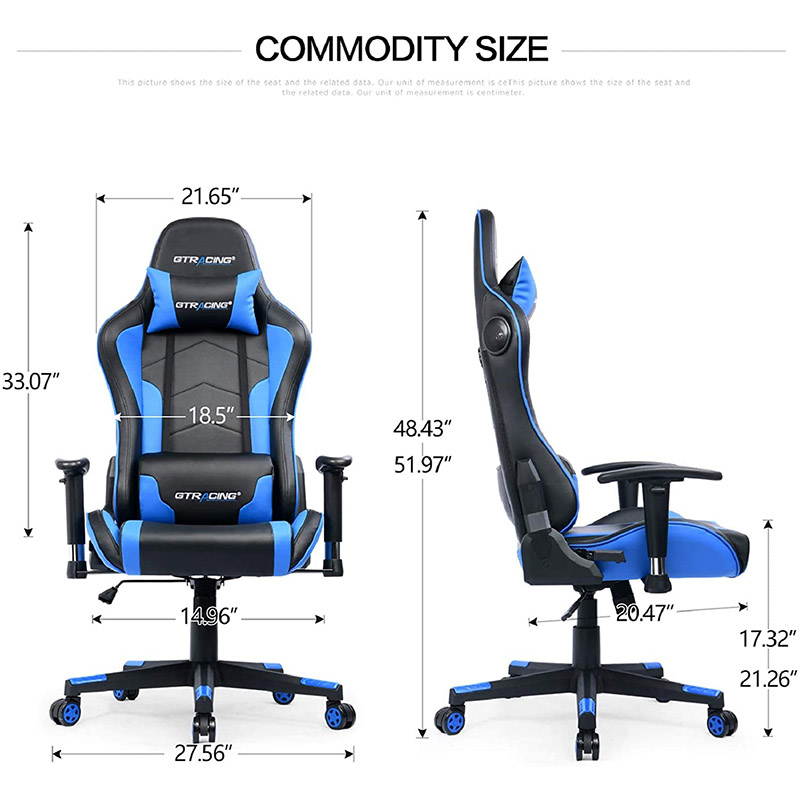 GTRACING Gaming Chair with Bluetooth Speakers Music Video Game Chair Audio Heavy Duty Computer Desk Chair GT890M-Blue