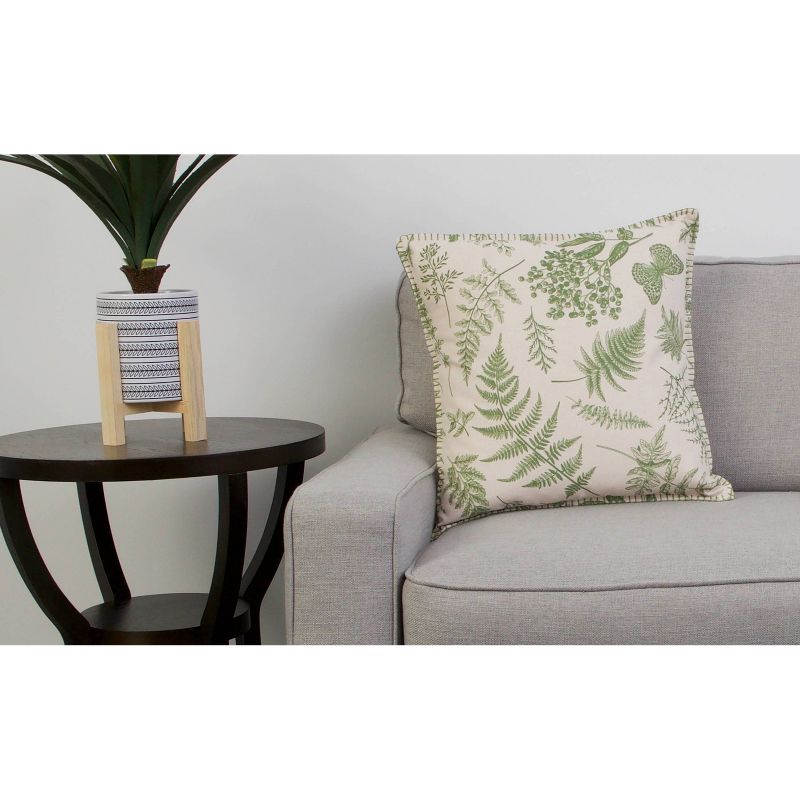 22"x22" Loretta Leaf Whipstitch Reversible Pillow Green - Décor Therapy