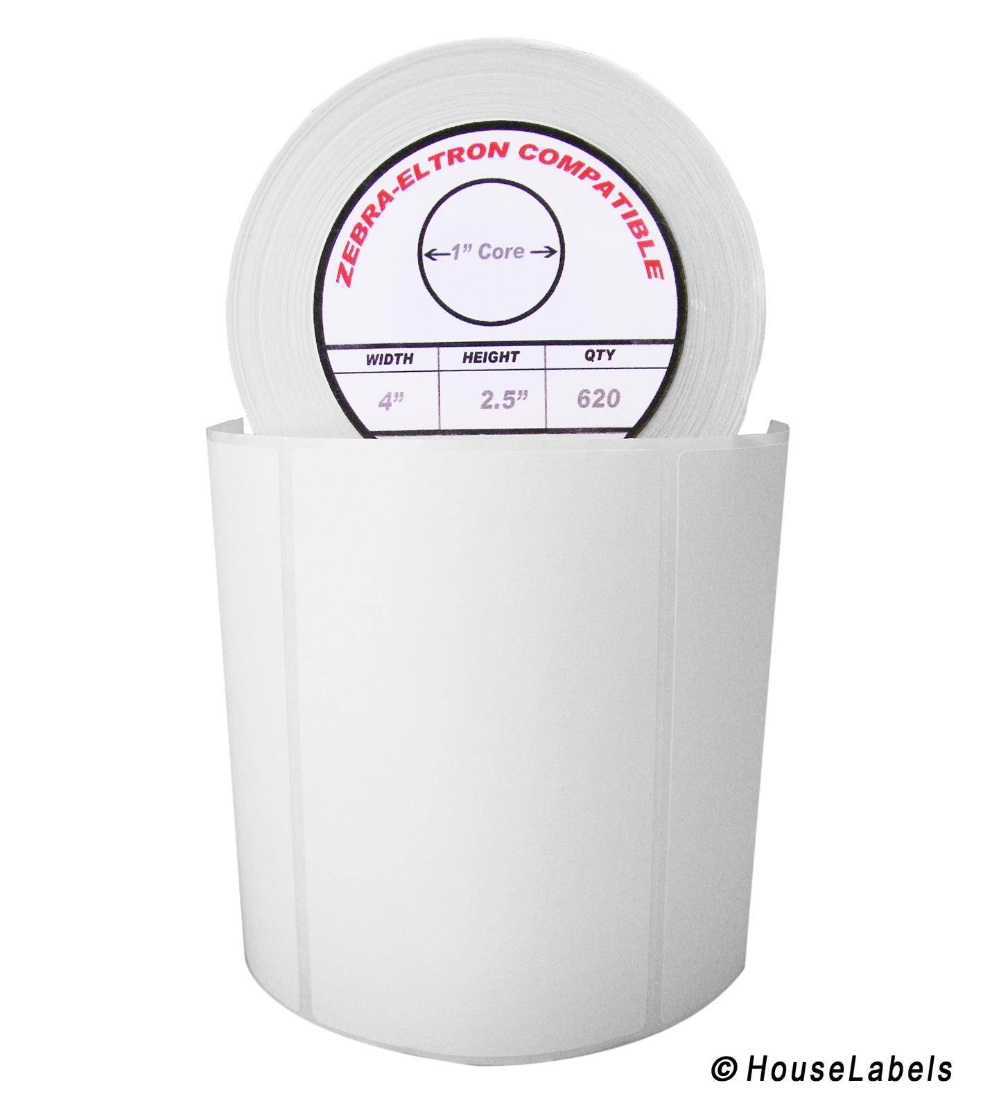 Zebra/Eltron-Compatible 4 x 2.5 Labels (4" x 2-1/2") -- BPA Free! (6 Rolls; 620 Labels per Roll)