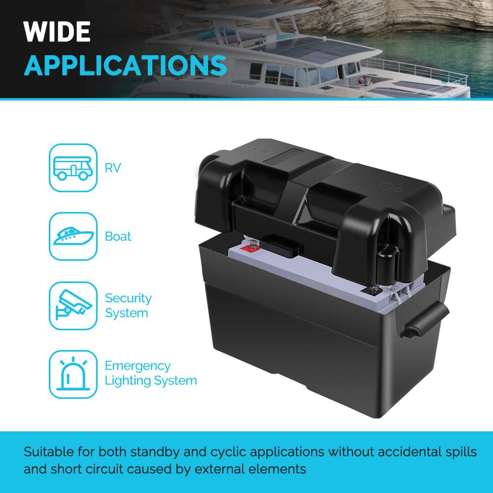 Renogy 12V 100Ah Deep Cycle AGM Battery w/Battery Box for RV, Solar Marine and Off-grid Applications