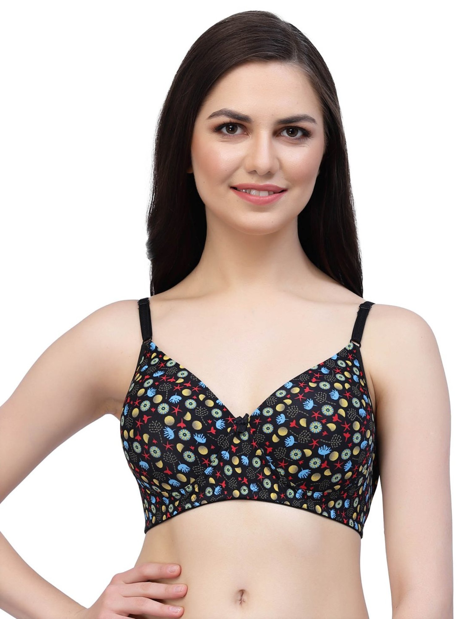 Cukoo Black Printed Padded Everyday Bra