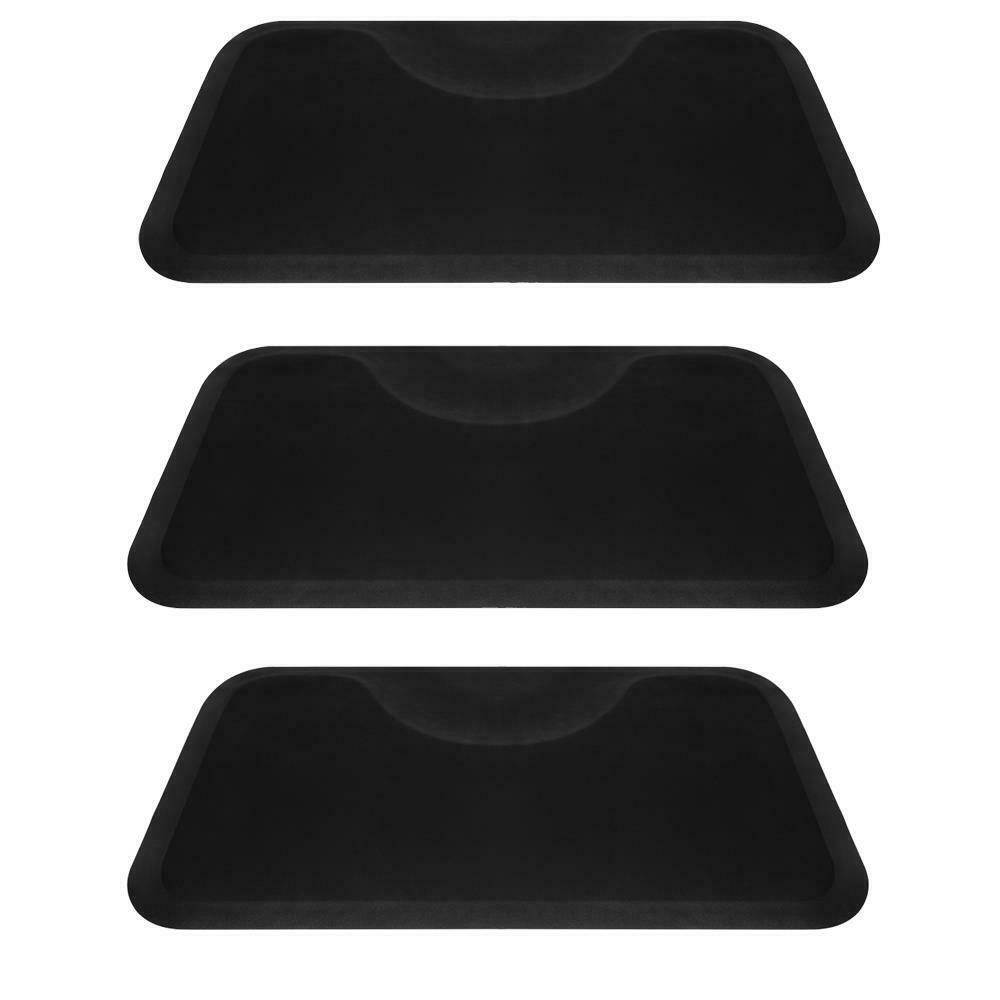 3Pcs 3' x 5' Salon  Barber Shop Chair Anti-Fgue Floor Mat Black Rectangle