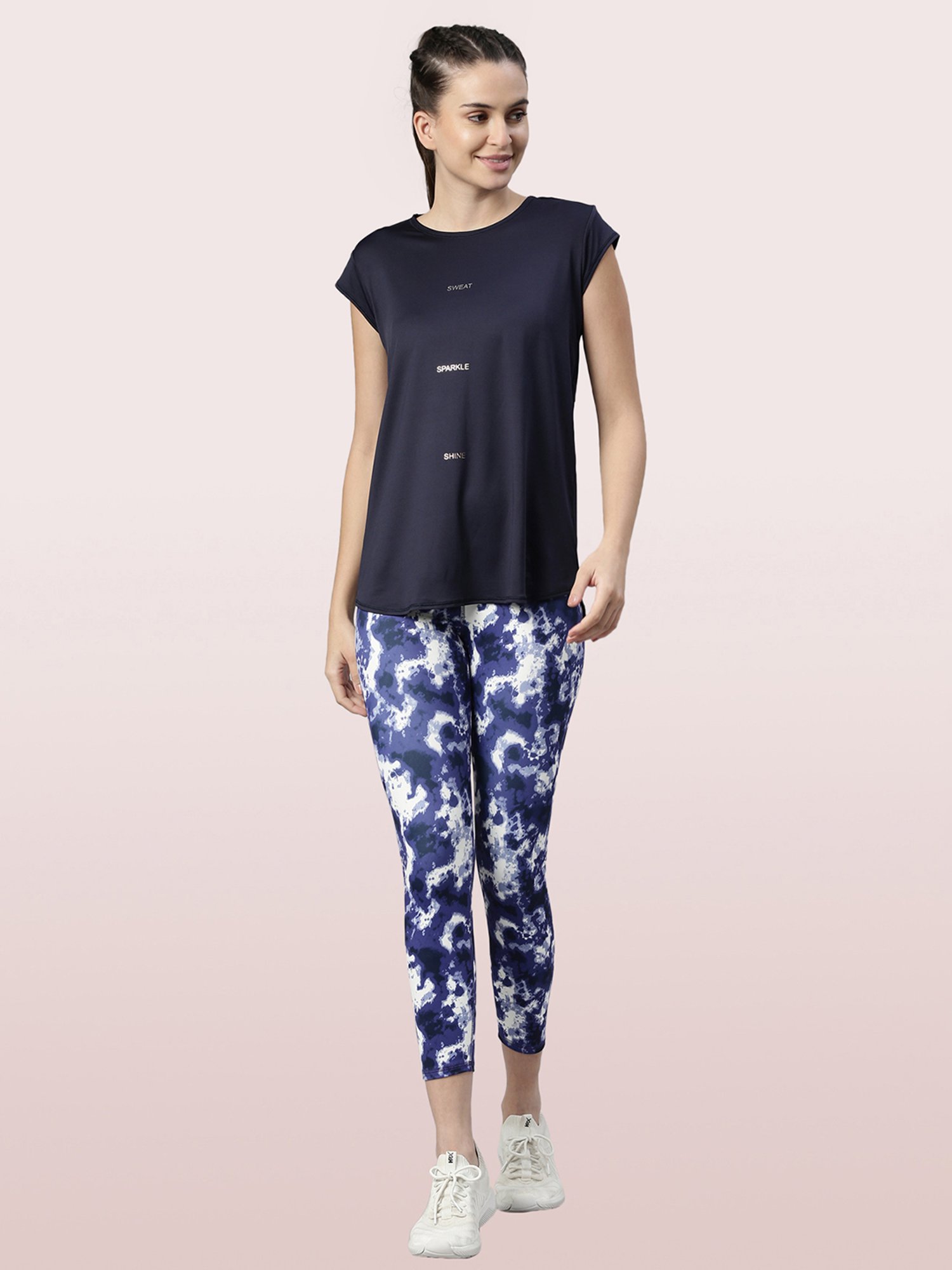 Enamor Navy Relaxed Fit Crew T-Shirt