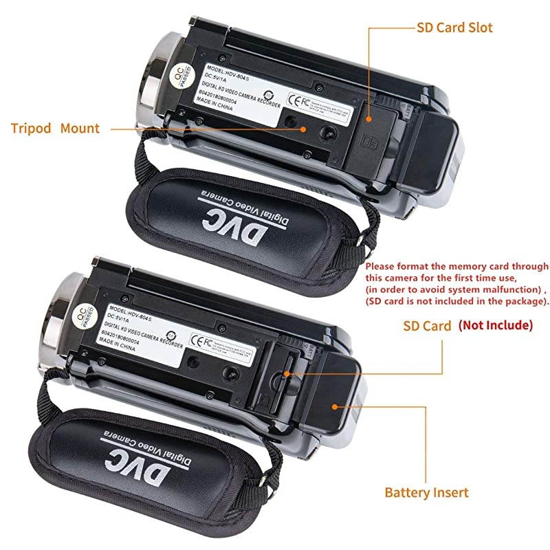 Video Camera Camcorder Digital Camera Recorder  Full HD 1080P 15FPS 24MP 30 Inch 270 Degree Rotation LCD 16X Zoom Camcorder with 2 Batteries604s