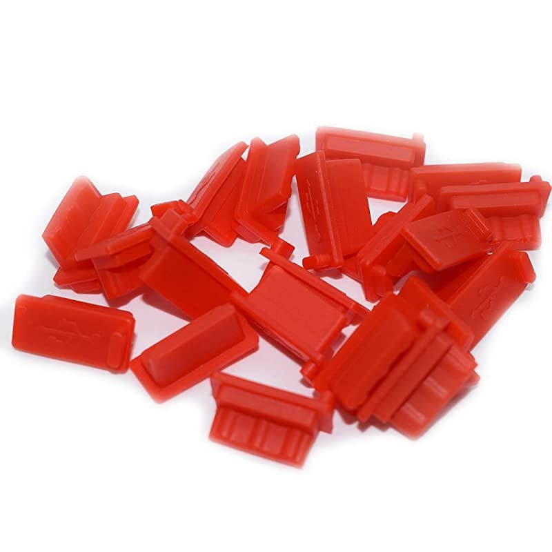 20PCS Silicone USB A Type Female Anti Dust Cover Plug Protector Stopper, Red