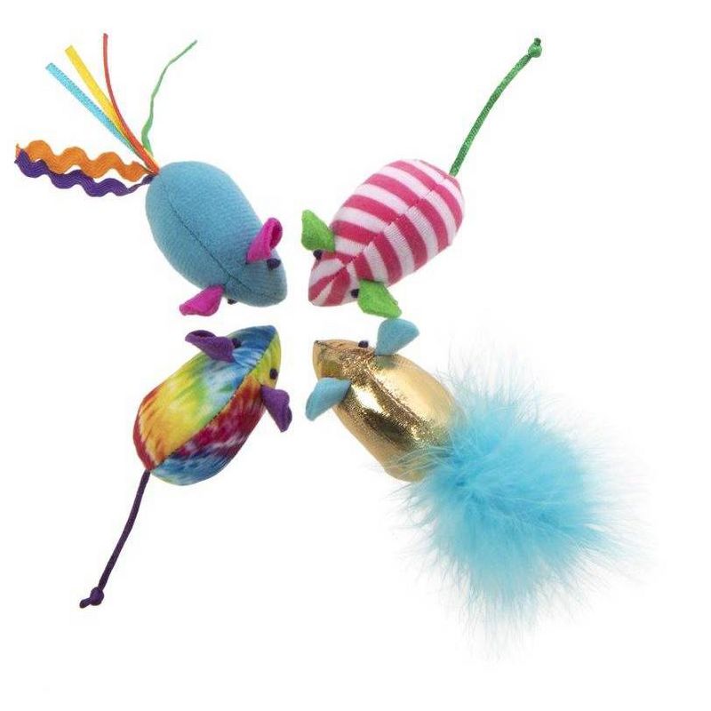 SmartyKat Skitter Mice Pride Plush Catnip Cat Toy - 4pk
