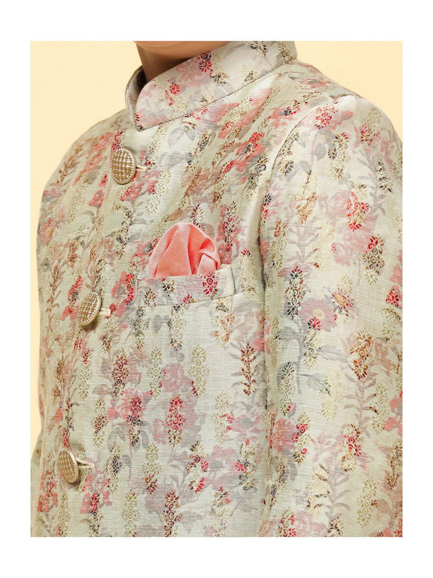 KISAH Boys Multicolor Embroidered Full Sleeves Sherwani