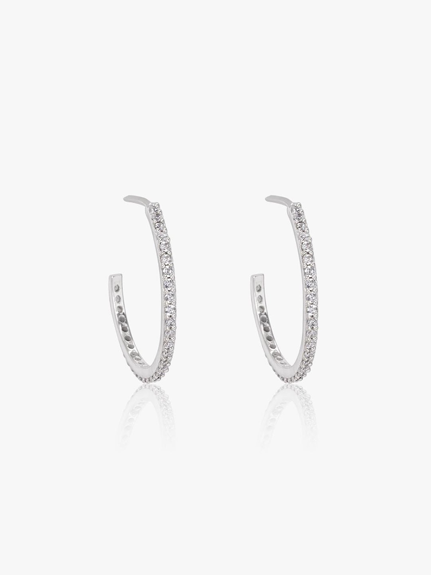 March by FableStreet Sterling Silver Zircon Round Hoop Earrings for Women