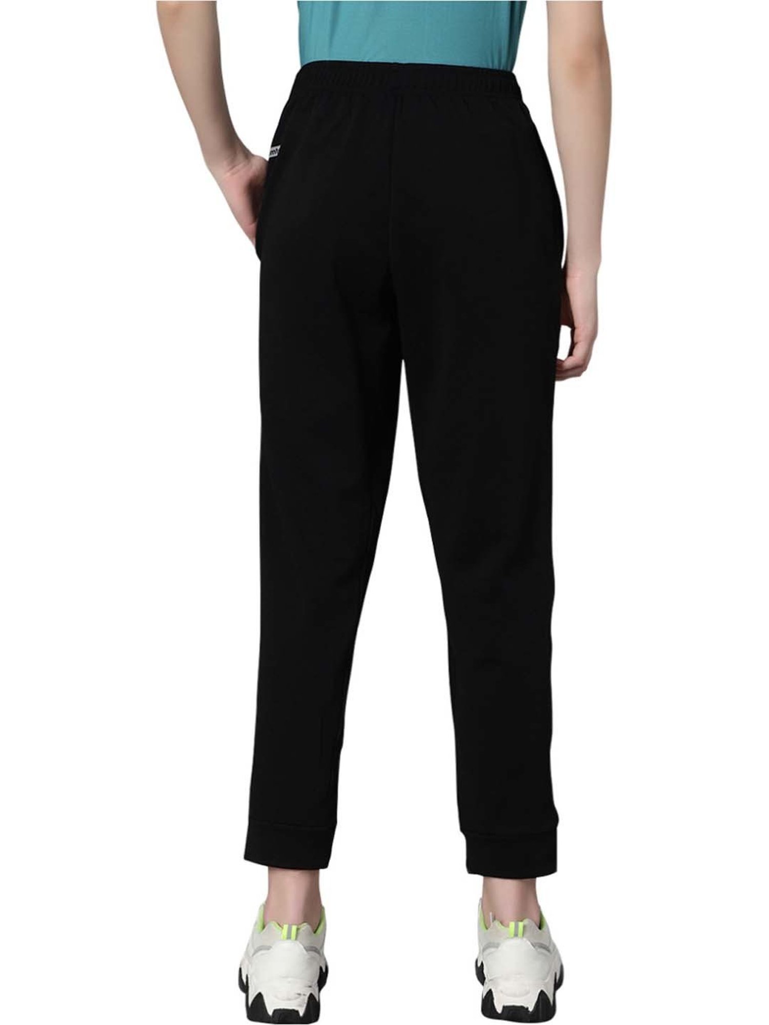 Omtex Black Mid Rise Sports Track Pants