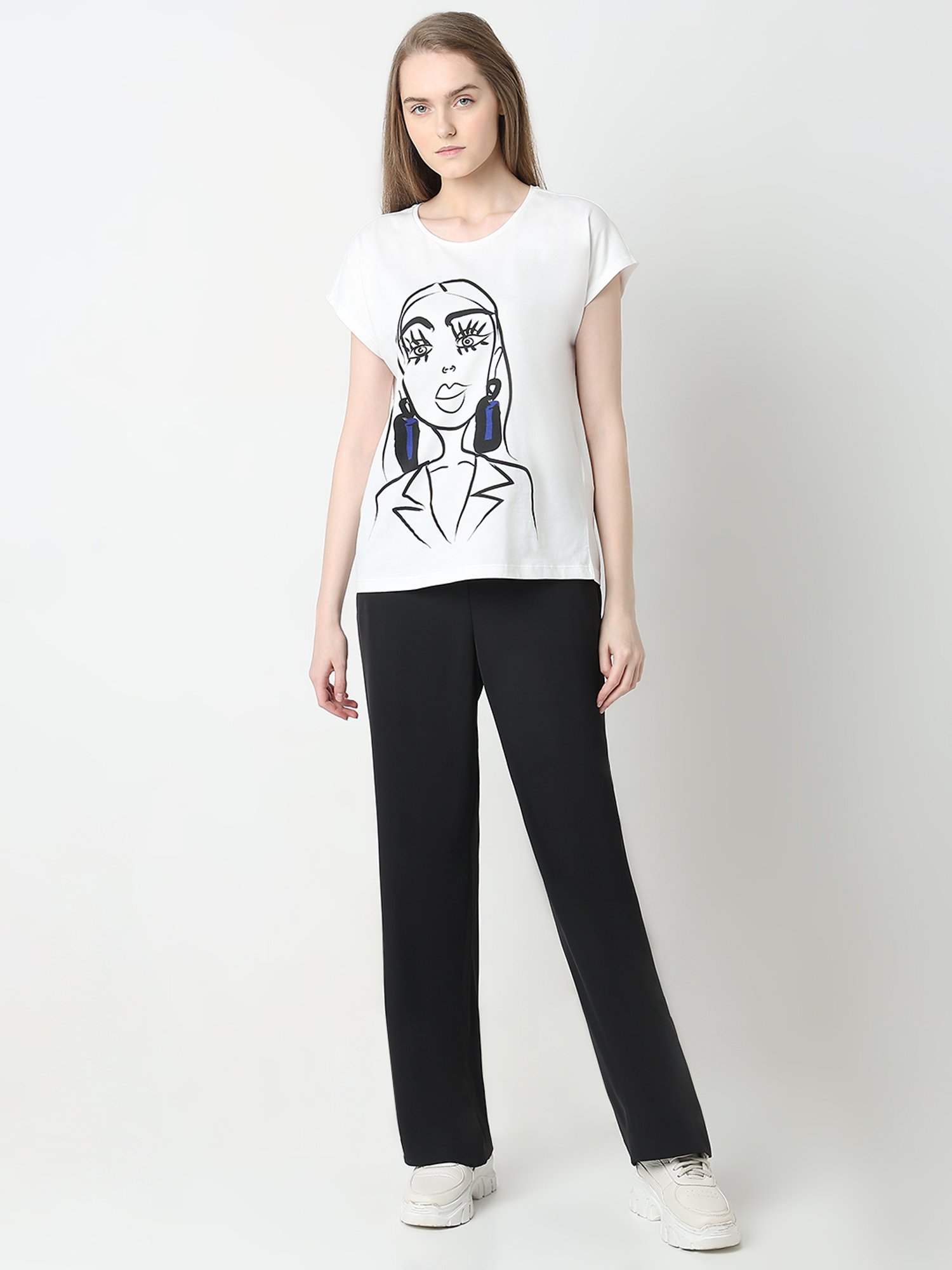 Vero Moda Snow White Cotton Printed Top