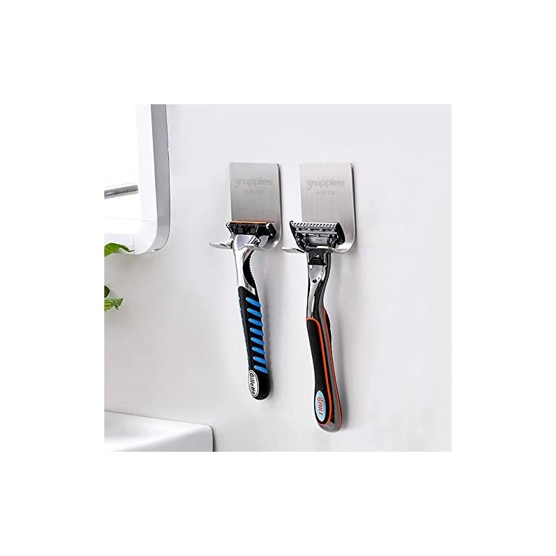 Holder for Shower, Shaver Hook Robe Towel Coat Hook, Waterproof Self Adhesive 304 Stainless Steel Multi Purpose Hooks (Holder and Case)