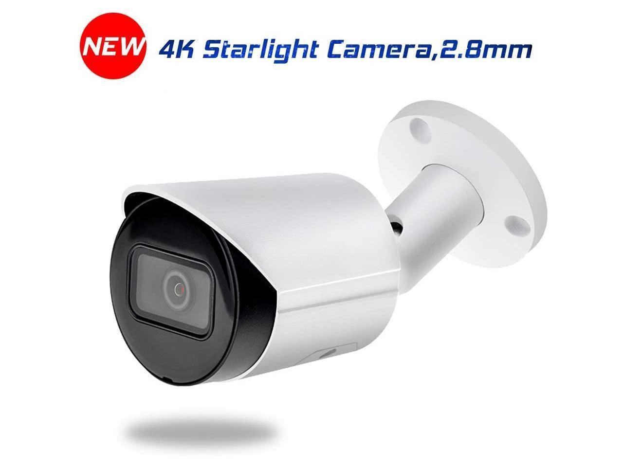 8MP PoE Security IP Camera - OEM IPC-HFW2831S-S-S2 2.8mm, Ultra HD 4K Starlight Mini Bullet Outdoor Network Camera Video Surveillance with 98ft Night Vision,SD Card Slot,H.265,IP67