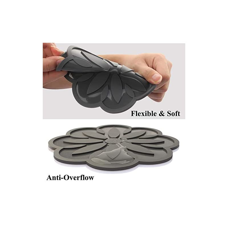 Silicone Trivet Mat [4 Set] Centaury Pot Holders, Hot Pads For Pots & Pans, Jar Opener, Spoon Rest & Coasters Heat Resistant Non Slip Flexible & Durable - Diameter:6.7'' (Deep Purple)