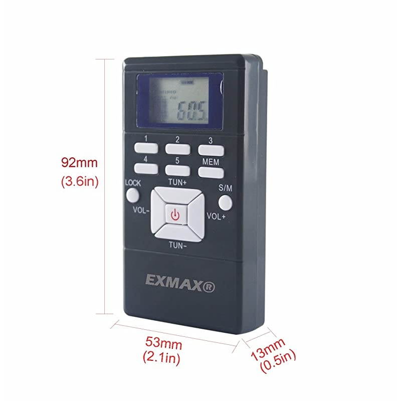 EXG108 Wireless Portable Pocket DSP FM Stereo Radio Digital Receiver with Mini LCD Clock Earphone for Tour Guide System Teaching Meeting Gray
